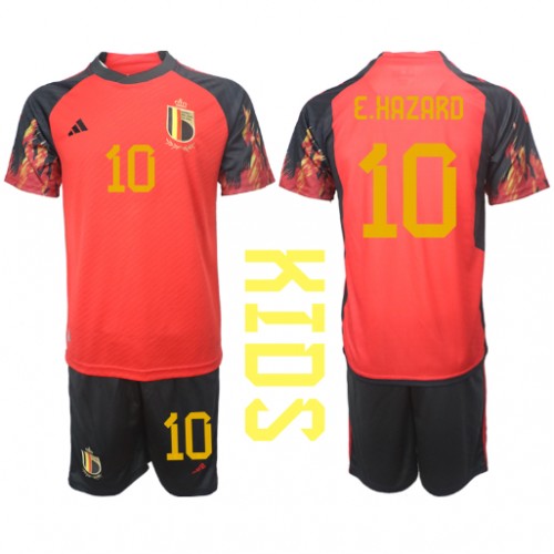 Dětský Fotbalový dres Belgie Eden Hazard #10 MS 2022 Domácí Krátký Rukáv (+ trenýrky)